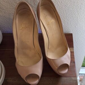 Christian Louboutin Blush Peep-Toe Leather Pumps